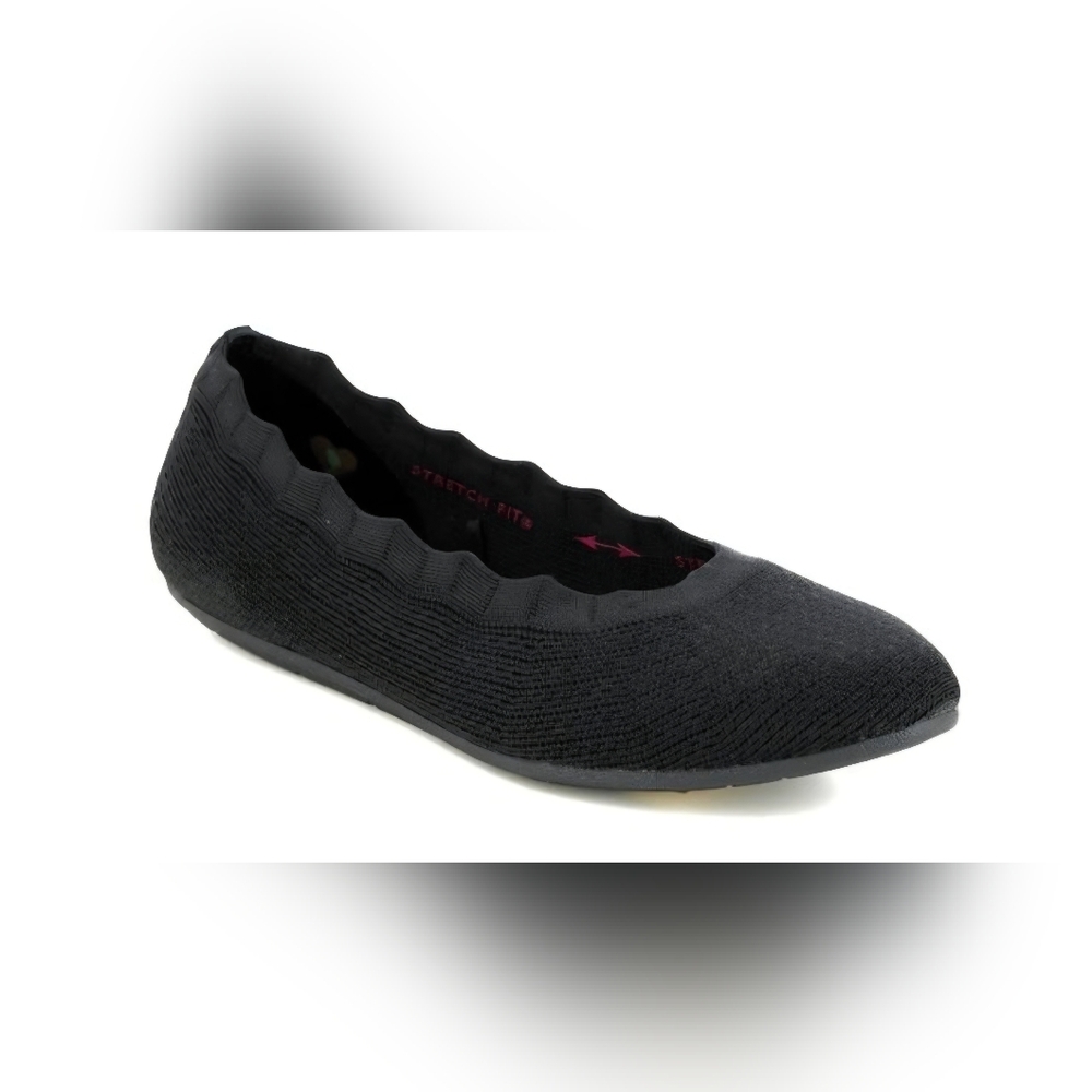 Skechers Women's 8 Black Cleo Knit Ballet Flats NWOT Memory Foam